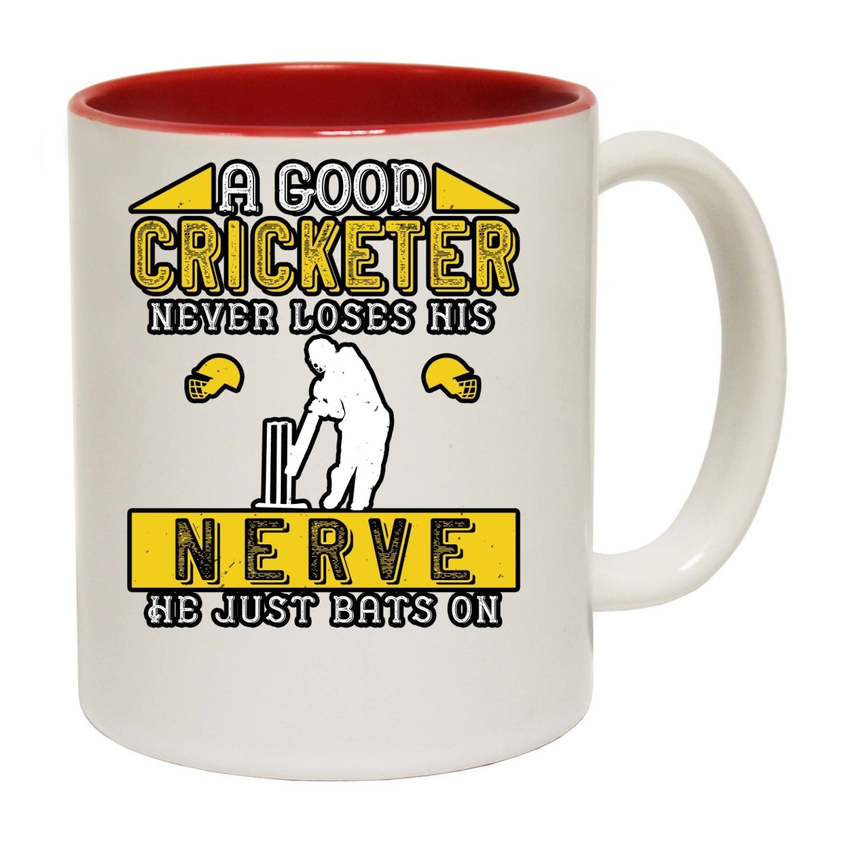 A Good Cricketer Never Loses His Nerve He Just Bats On Mug Cup - 123t Australia | Funny T-Shirts Mugs Novelty Gifts