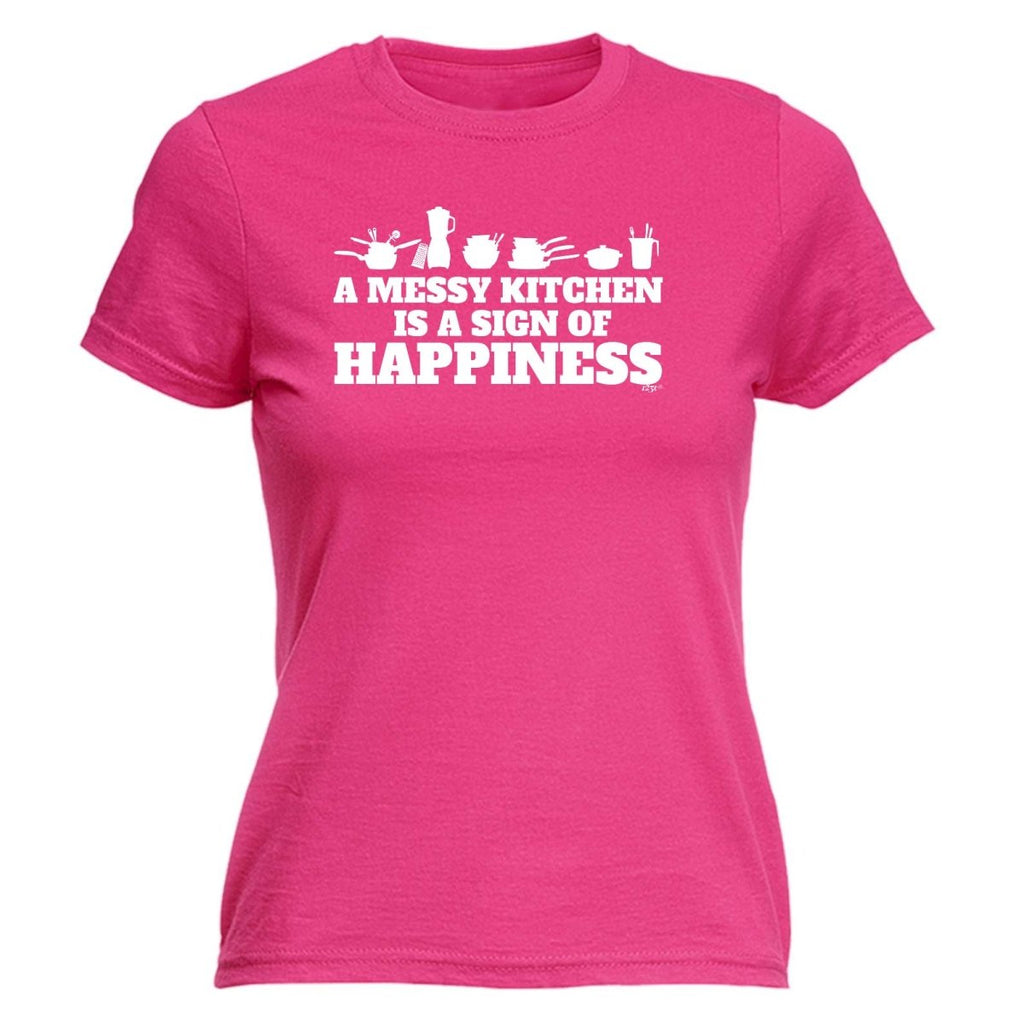 A Messy Kitchen Is A Sign Of Happiness - Funny Novelty Womens T-Shirt T Shirt Tshirt - 123t Australia | Funny T-Shirts Mugs Novelty Gifts