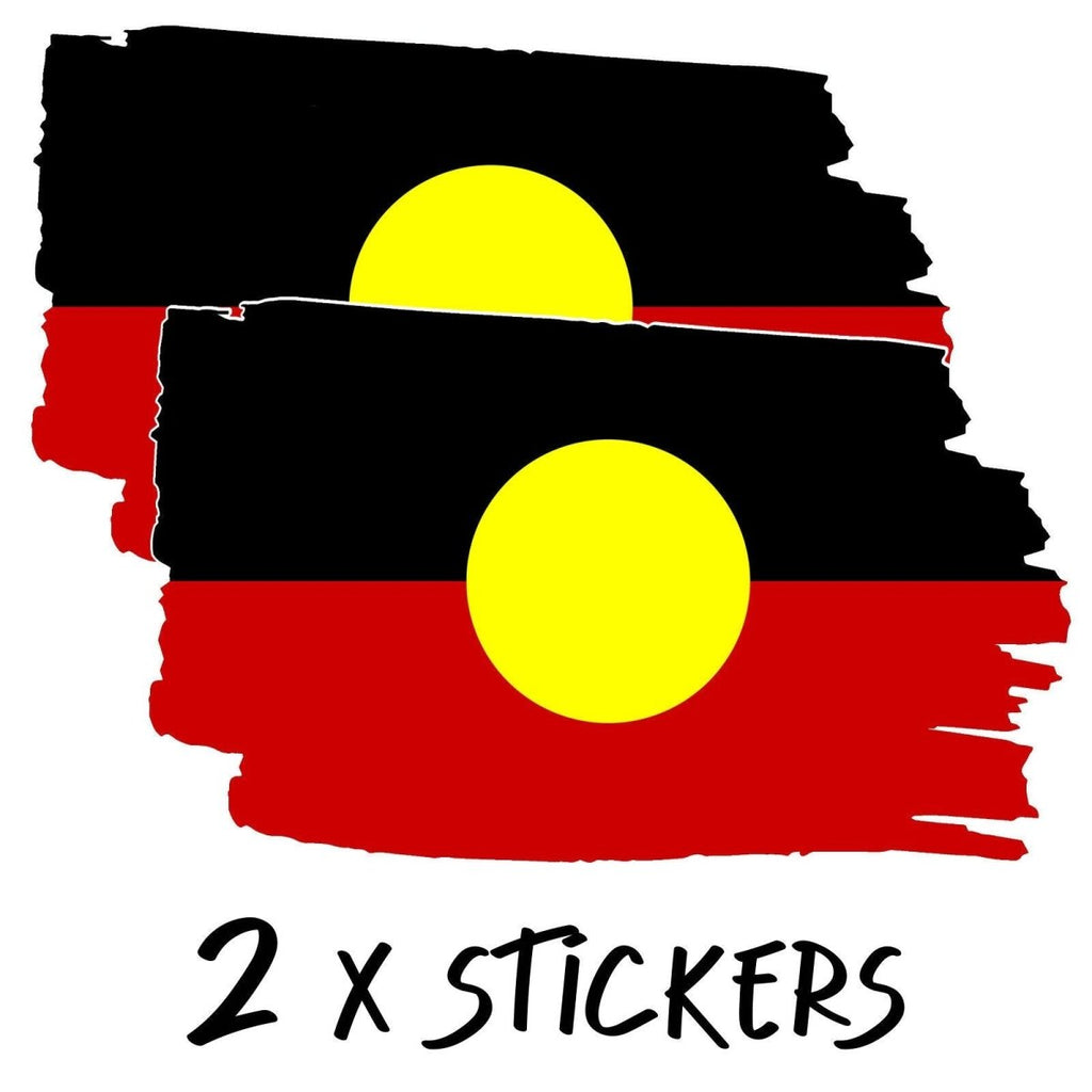 Aboriginal FLAG Sticker Australia Stickers window car ute 4x4 bumper laptop x 2 - 123t Australia | Funny T-Shirts Mugs Novelty Gifts