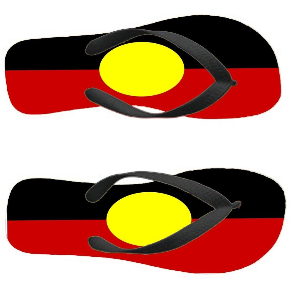 Aboriginal Flip Flops Thongs Country Flag Nationality Supporter Flags Sandals - 123t Australia | Funny T-Shirts Mugs Novelty Gifts
