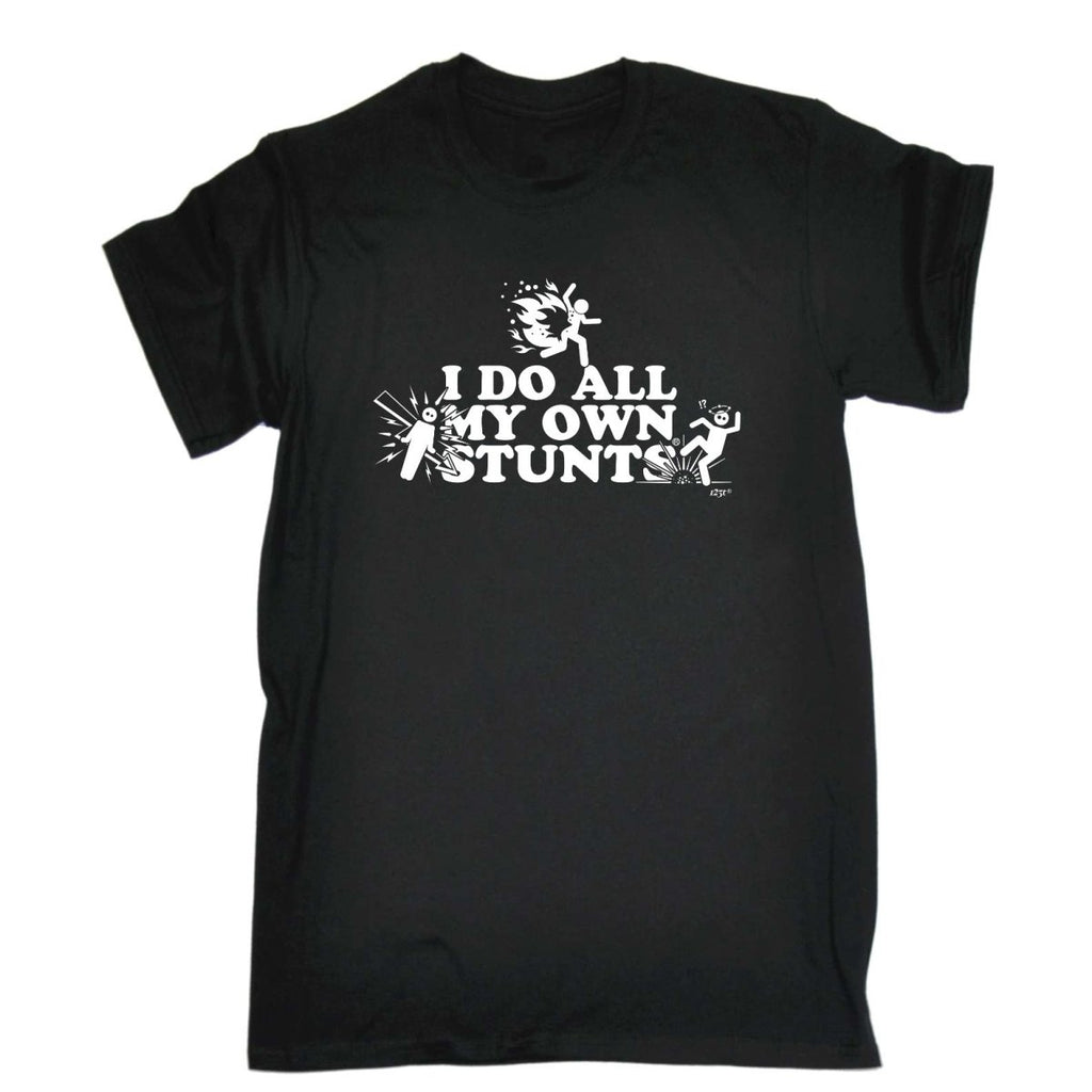 Accidents Do All My Own Stunts - Mens Funny Novelty T-Shirt Tshirts BLACK T Shirt - 123t Australia | Funny T-Shirts Mugs Novelty Gifts