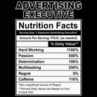 Advertising Executive Nutrition Facts - Mens Funny T-Shirt Tshirts - 123t Australia | Funny T-Shirts Mugs Novelty Gifts