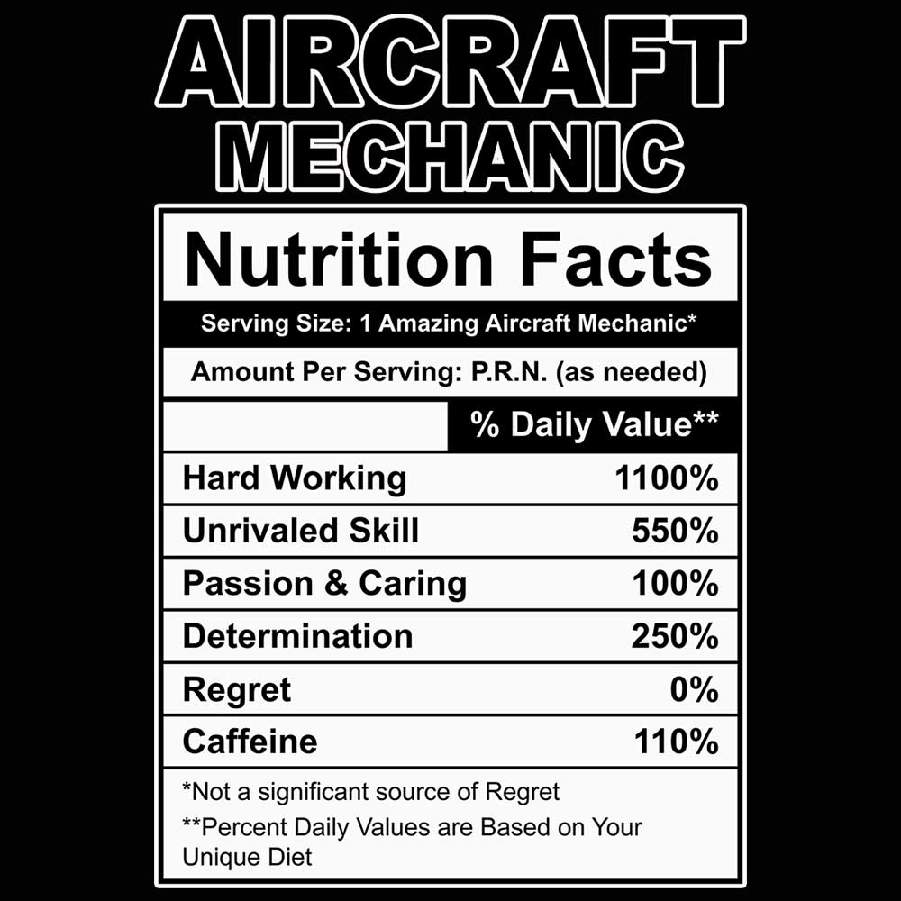 Aircraft Mechanic Nutrition Facts - Mens Funny T-Shirt Tshirts - 123t Australia | Funny T-Shirts Mugs Novelty Gifts