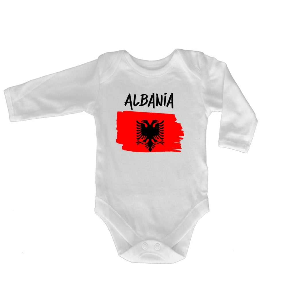 Albania Country Flag Nationality - Babygrow Baby - 123t Australia | Funny T-Shirts Mugs Novelty Gifts