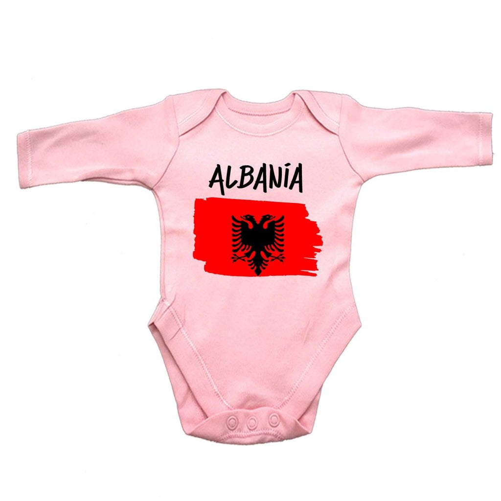 Albania Country Flag Nationality - Babygrow Baby - 123t Australia | Funny T-Shirts Mugs Novelty Gifts
