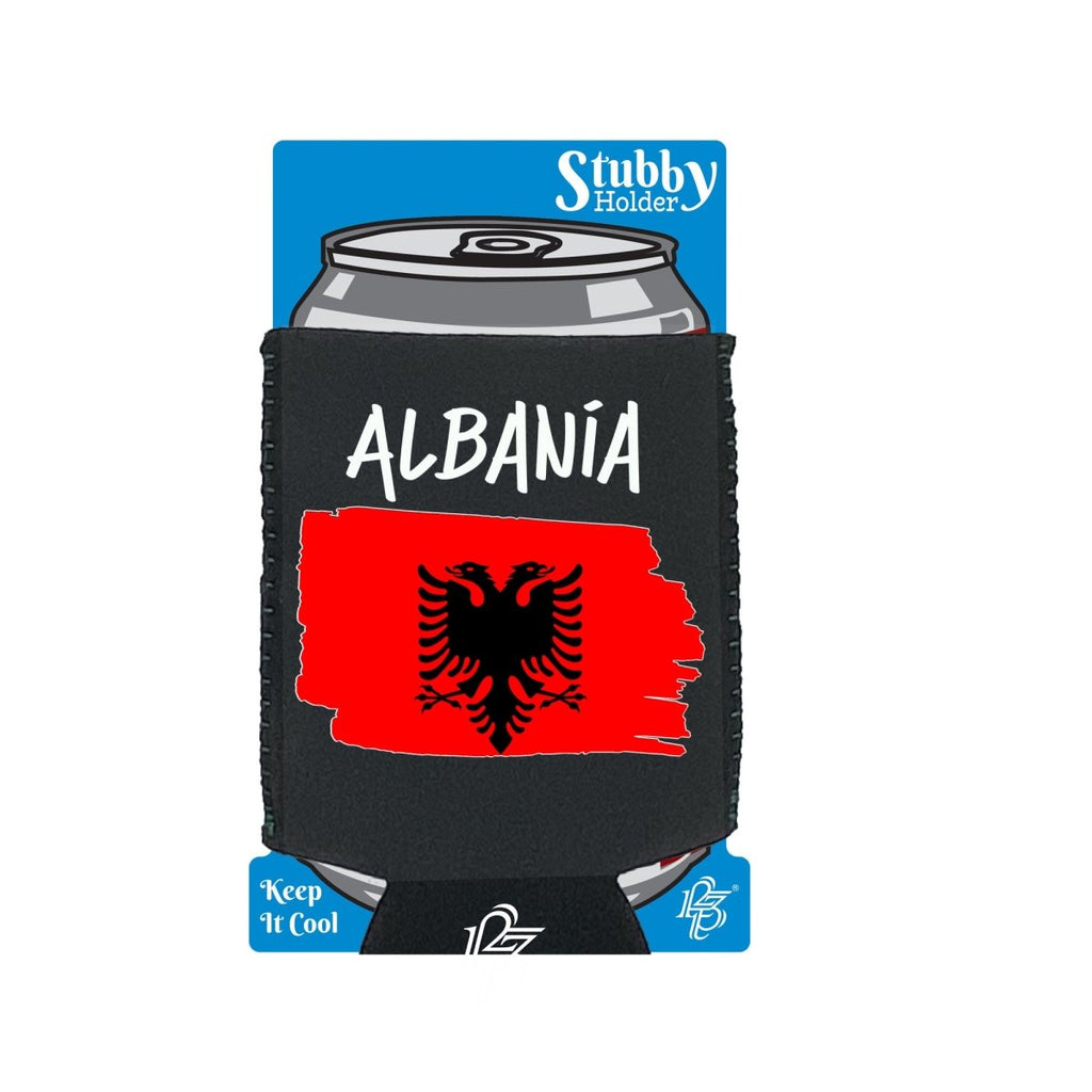Albania Country Flag Nationality - Stubby Holder With Base - 123t Australia | Funny T-Shirts Mugs Novelty Gifts