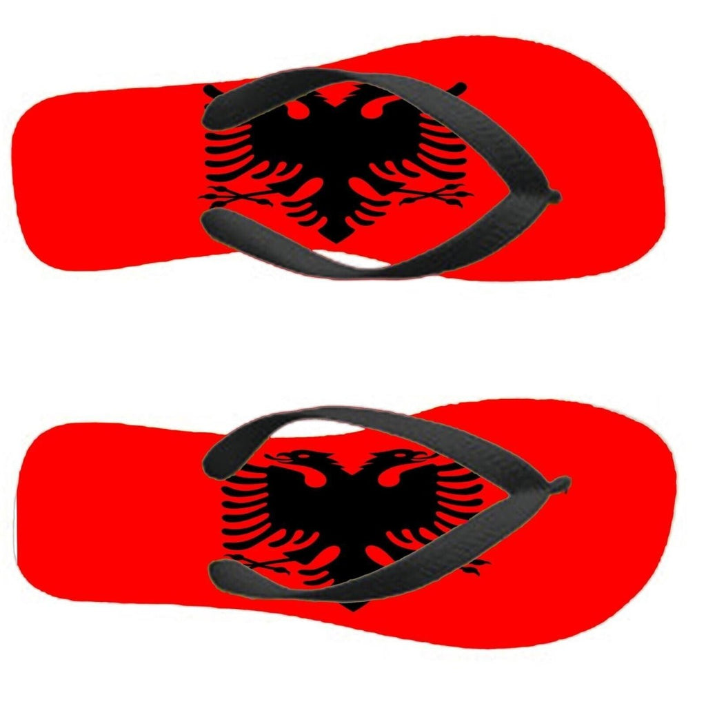 Albania Flip Flops Thongs Country Flag Nationality Supporter Flags Sandals - 123t Australia | Funny T-Shirts Mugs Novelty Gifts