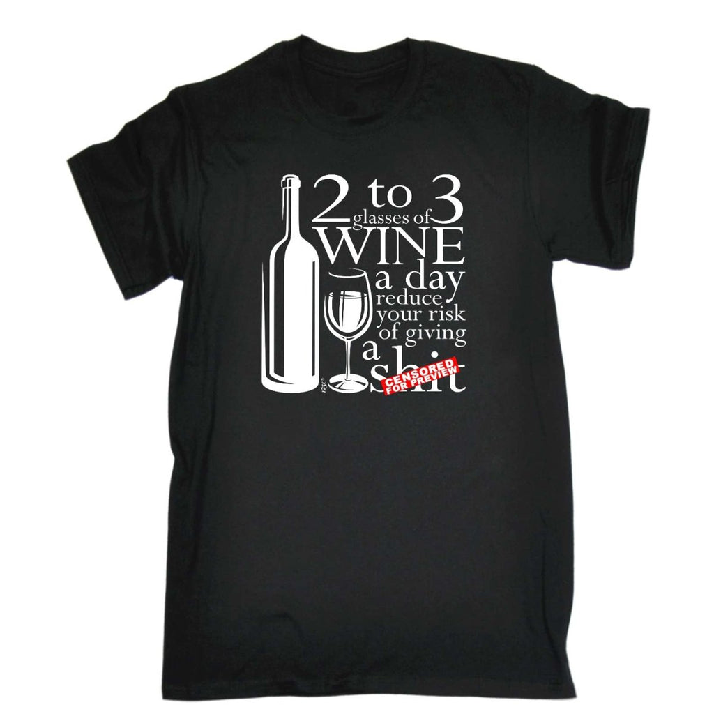 Alcohol 2 To 3 Glasses Of Wine Reduces Giving - Mens Funny Novelty T-Shirt Tshirts BLACK T Shirt - 123t Australia | Funny T-Shirts Mugs Novelty Gifts