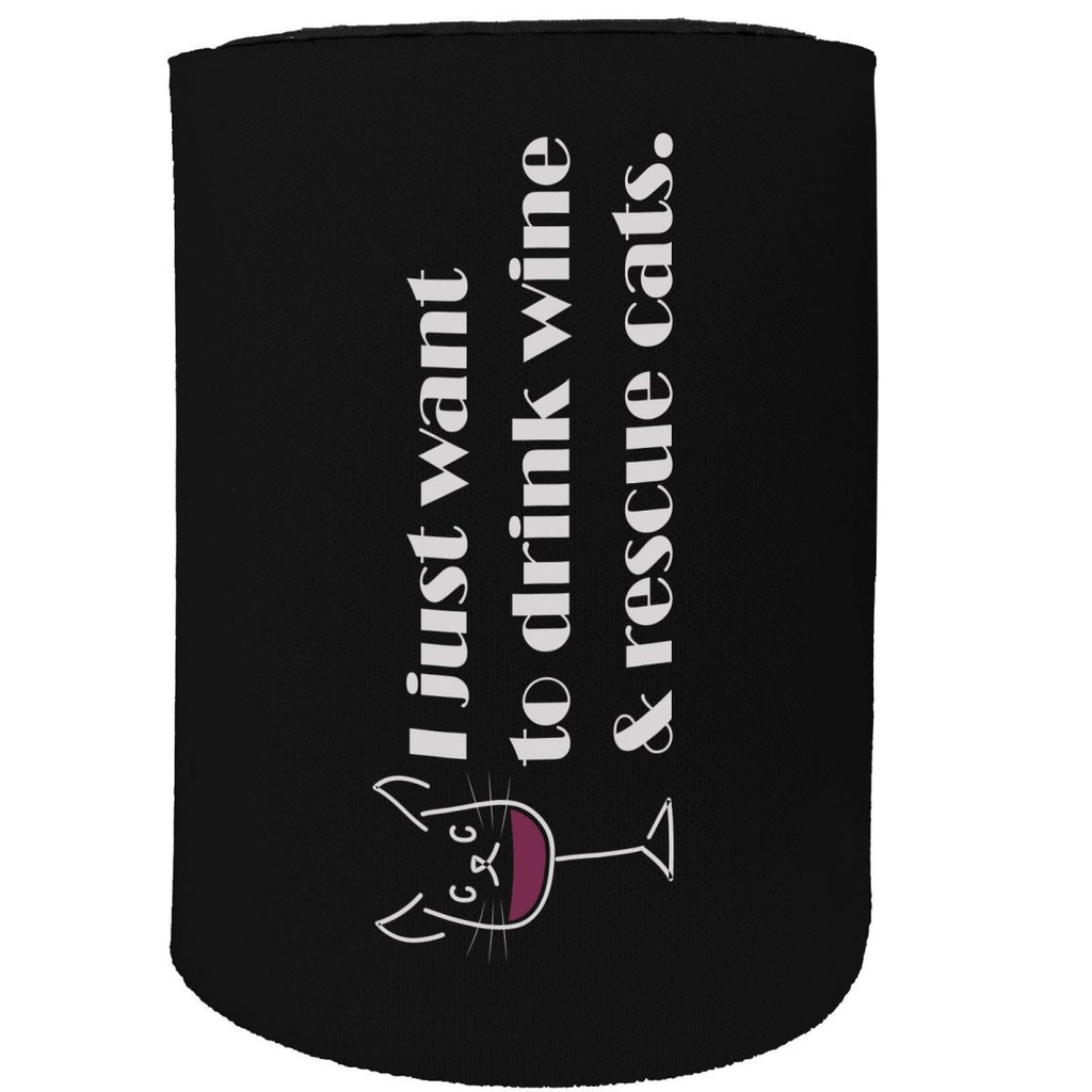 Alcohol Alcohol Alcohol Animal Stubby Holder - I Just Drink Wine Rescue Cats - Funny Novelty Birthday Gift Joke Beer - 123t Australia | Funny T-Shirts Mugs Novelty Gifts