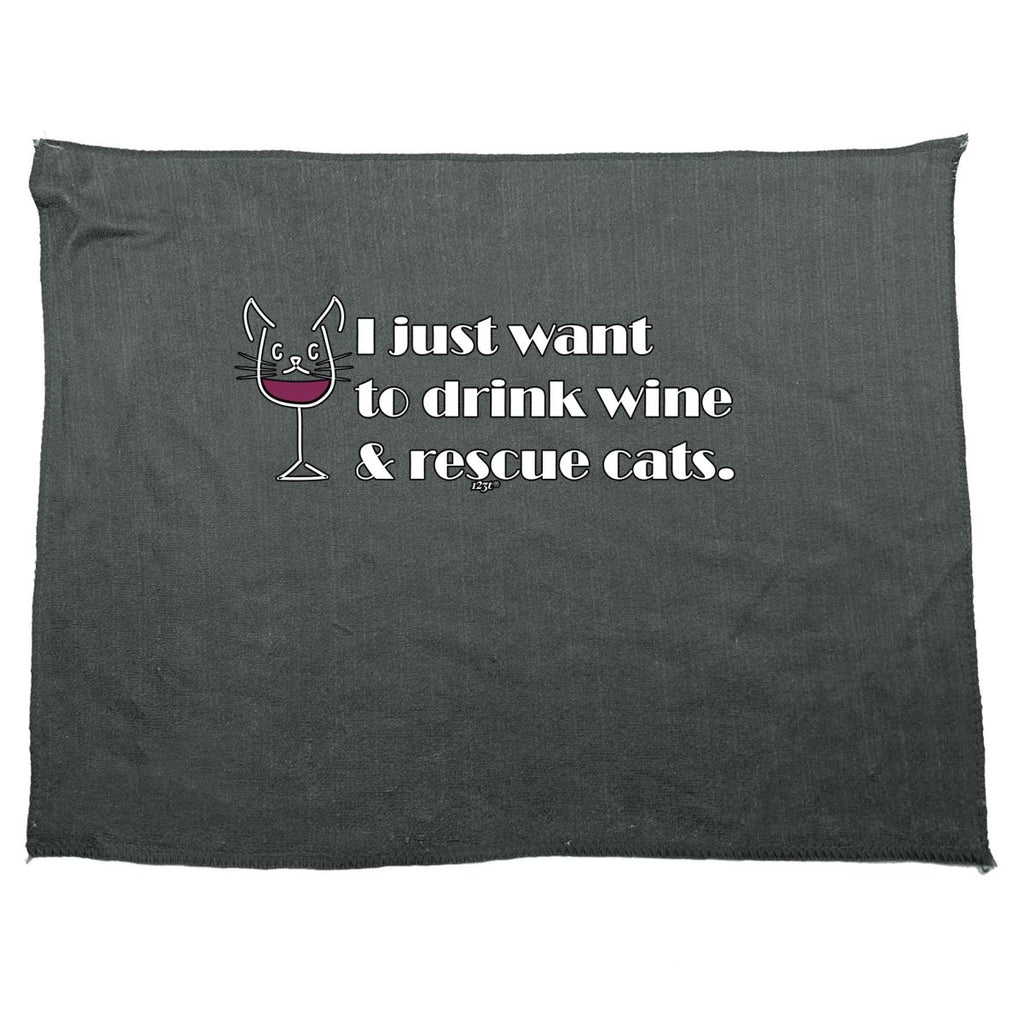 Alcohol Alcohol Animal Drink Wine And Rescue Cats - Funny Novelty Soft Sport Microfiber Towel - 123t Australia | Funny T-Shirts Mugs Novelty Gifts