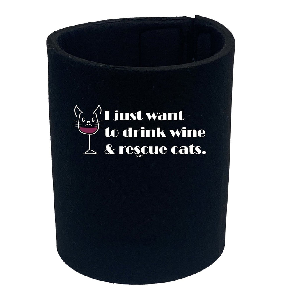 Alcohol Alcohol Animal Drink Wine And Rescue Cats - Funny Novelty Stubby Holder - 123t Australia | Funny T-Shirts Mugs Novelty Gifts