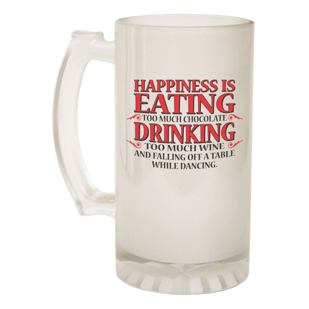 Alcohol Alcohol Frosted Glass Beer Stein - Happiness Eating Drinking - Funny Novelty Birthday - 123t Australia | Funny T-Shirts Mugs Novelty Gifts