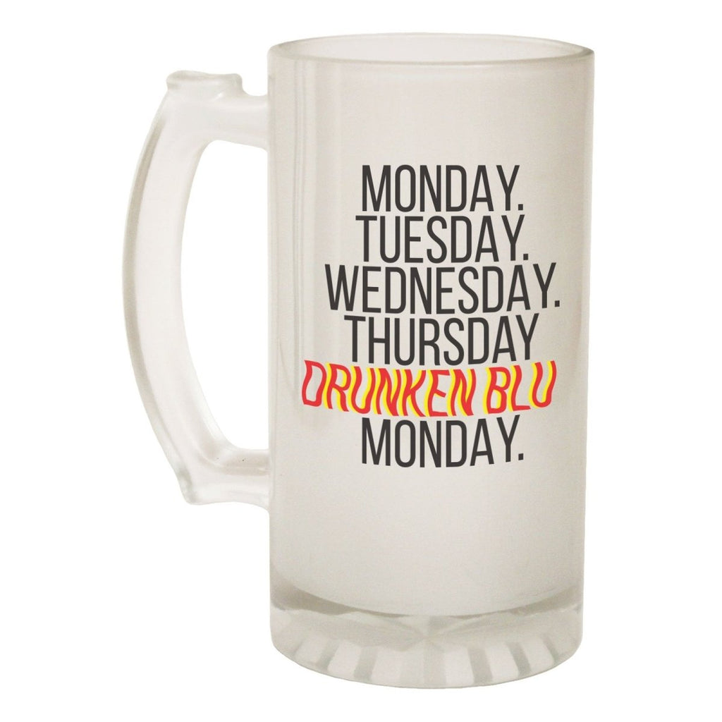 Alcohol Alcohol Frosted Glass Beer Stein - Monday Drunken Blur Hangover - Funny Novelty Birthday - 123t Australia | Funny T-Shirts Mugs Novelty Gifts