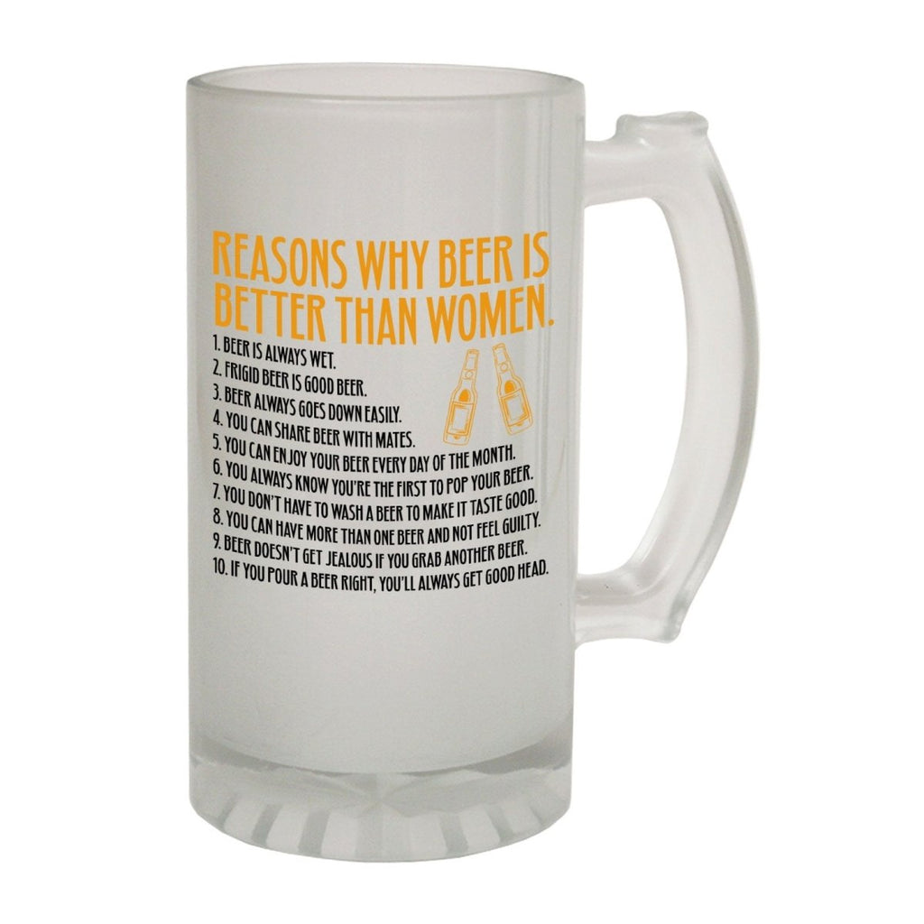 Alcohol Alcohol Frosted Glass Beer Stein - Reasons Beers Women Drinking - Funny Novelty Birthday - 123t Australia | Funny T-Shirts Mugs Novelty Gifts