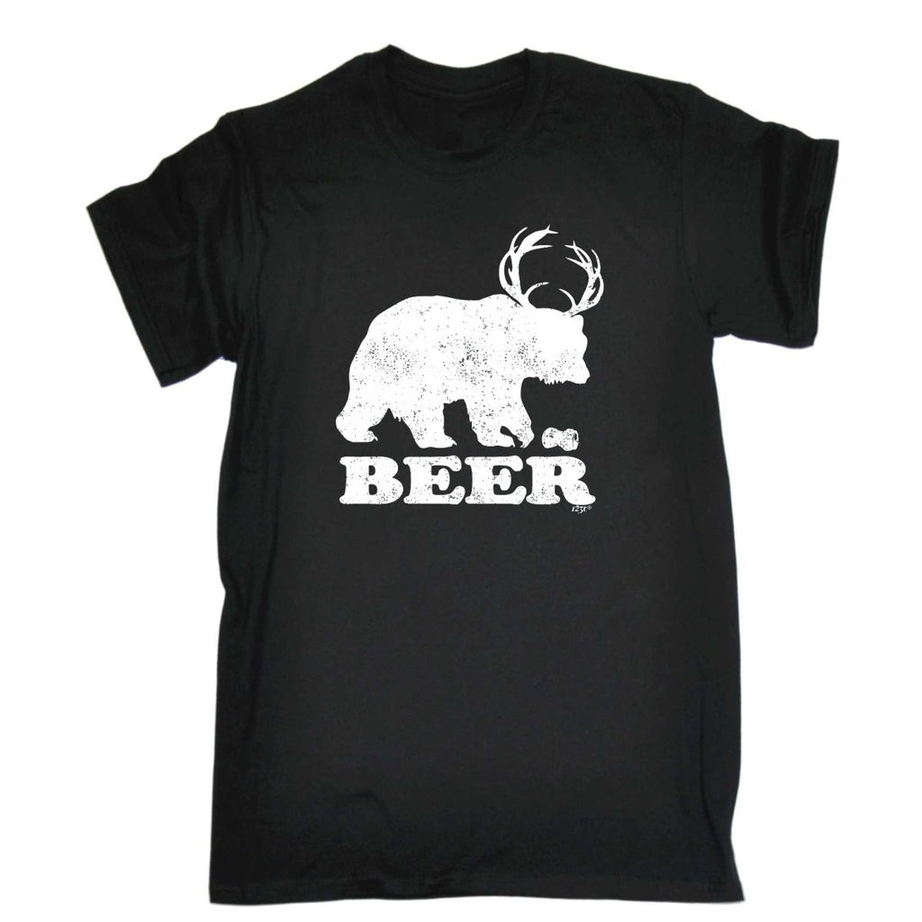 Alcohol Animal Beer Bear Deer - Mens Funny Novelty T-Shirt Tshirts BLACK T Shirt - 123t Australia | Funny T-Shirts Mugs Novelty Gifts