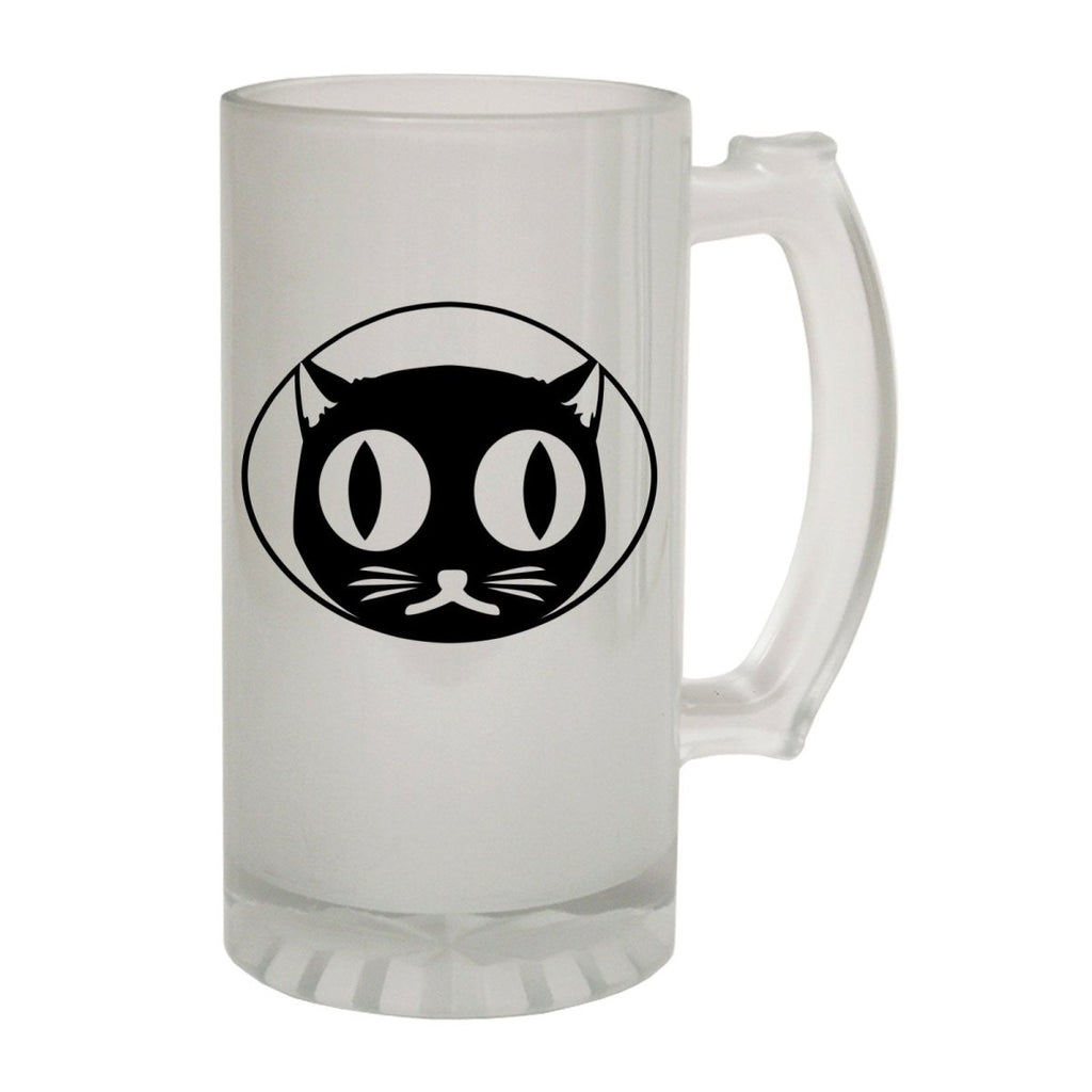 Alcohol Animal Frosted Glass Beer Stein - Black Cat Face Cute - Funny Novelty Birthday - 123t Australia | Funny T-Shirts Mugs Novelty Gifts