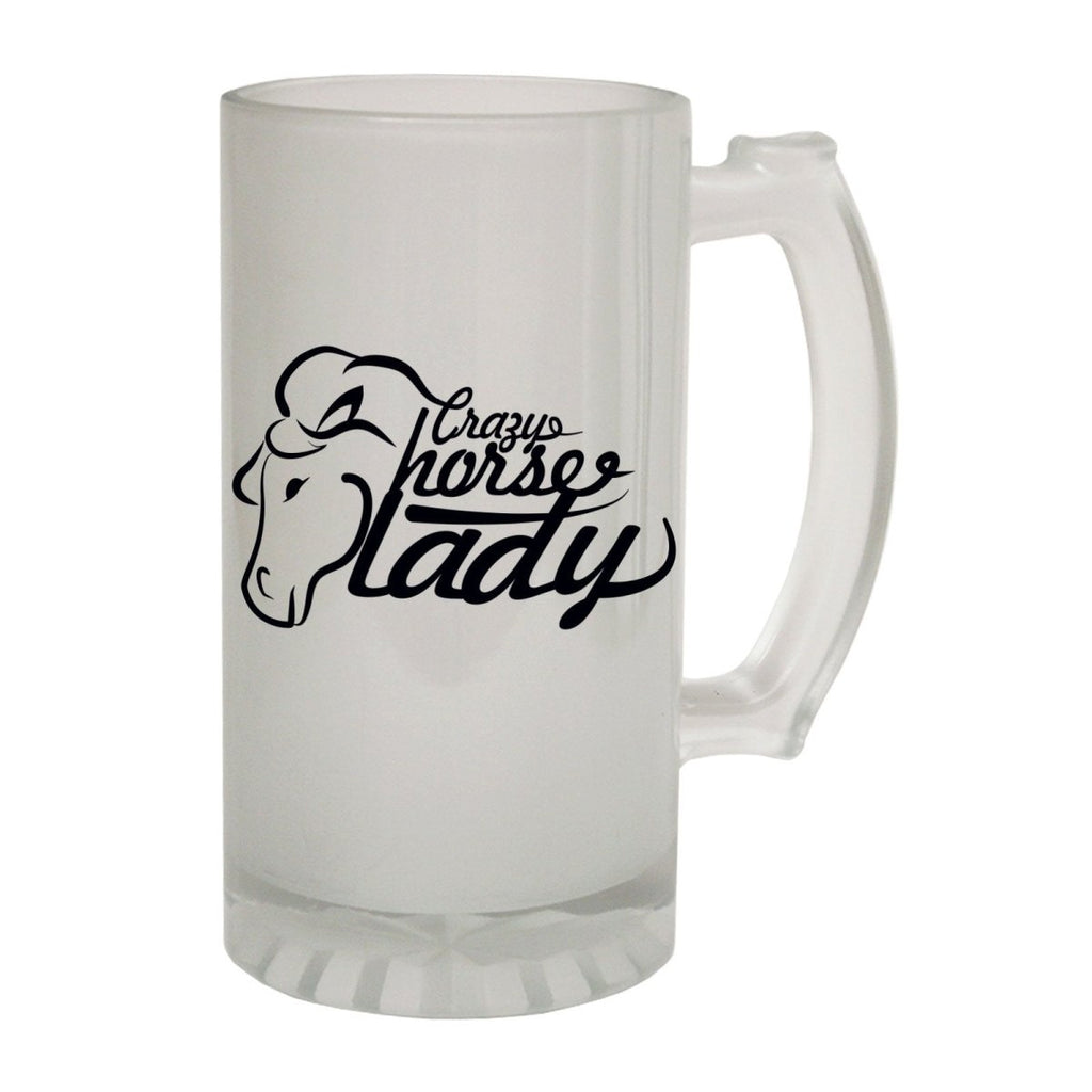 Alcohol Animal Frosted Glass Beer Stein - Crazy Horse Lady - Funny Novelty Birthday - 123t Australia | Funny T-Shirts Mugs Novelty Gifts