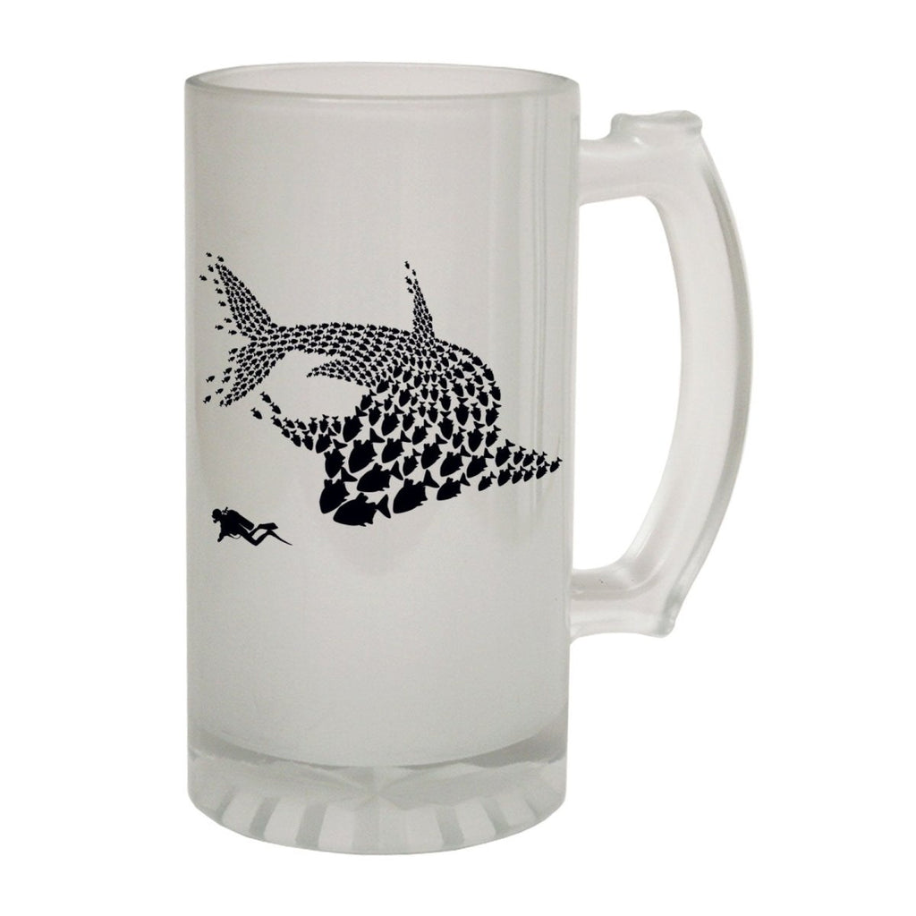 Alcohol Animal Frosted Glass Beer Stein - Diver Shark Fish - Funny Novelty Birthday - 123t Australia | Funny T-Shirts Mugs Novelty Gifts