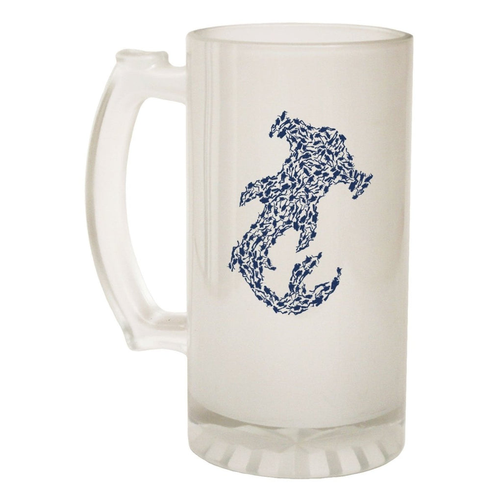 Alcohol Animal Frosted Glass Beer Stein - Hammerhead Shark Scuba Diver - Funny Novelty Birthday - 123t Australia | Funny T-Shirts Mugs Novelty Gifts