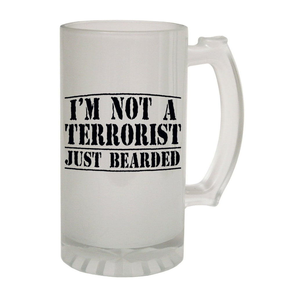 Alcohol Animal Frosted Glass Beer Stein - Not A Terrorist Bearded - Funny Novelty Birthday - 123t Australia | Funny T-Shirts Mugs Novelty Gifts