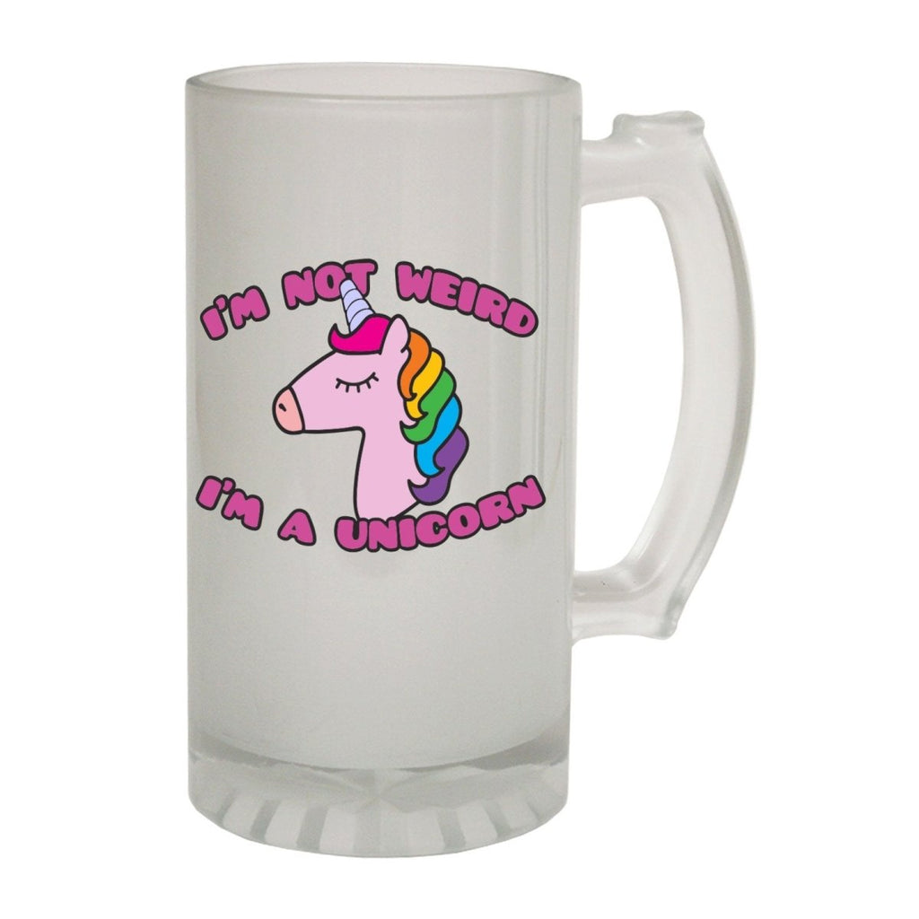 Alcohol Animal Frosted Glass Beer Stein - Not Weird Unicorn Magic - Funny Novelty Birthday - 123t Australia | Funny T-Shirts Mugs Novelty Gifts