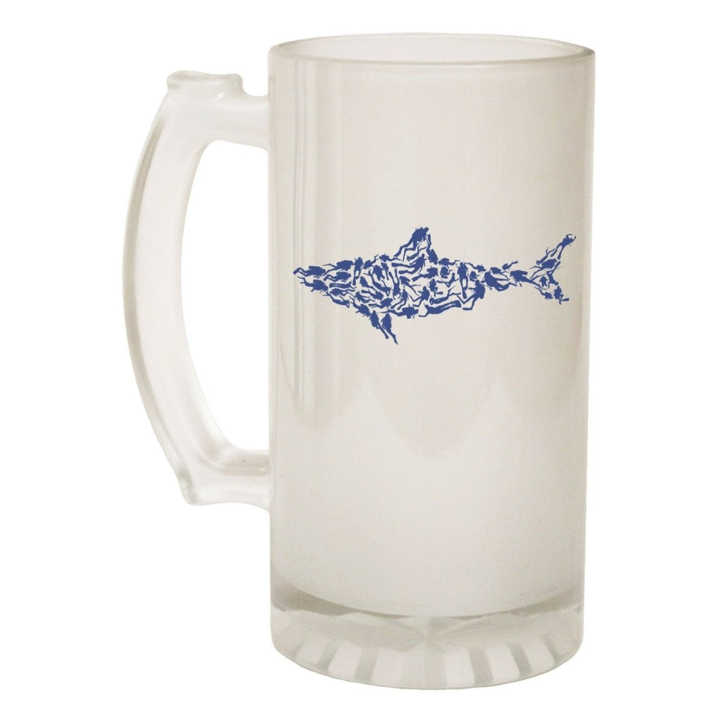 Alcohol Animal Frosted Glass Beer Stein - Shark Diver Scuba Diving - Funny Novelty Birthday - 123t Australia | Funny T-Shirts Mugs Novelty Gifts