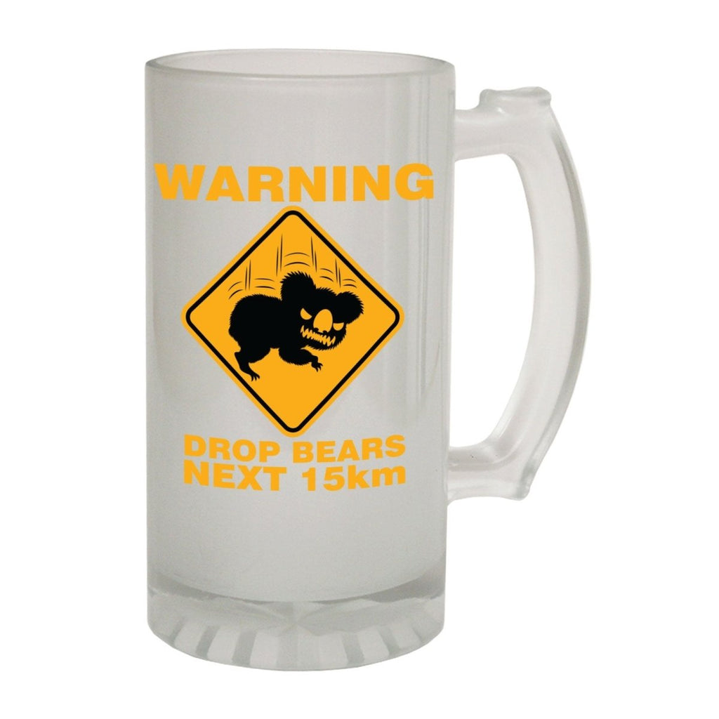 Alcohol Animal Frosted Glass Beer Stein - Warning Drop Bears - Funny Novelty Birthday - 123t Australia | Funny T-Shirts Mugs Novelty Gifts
