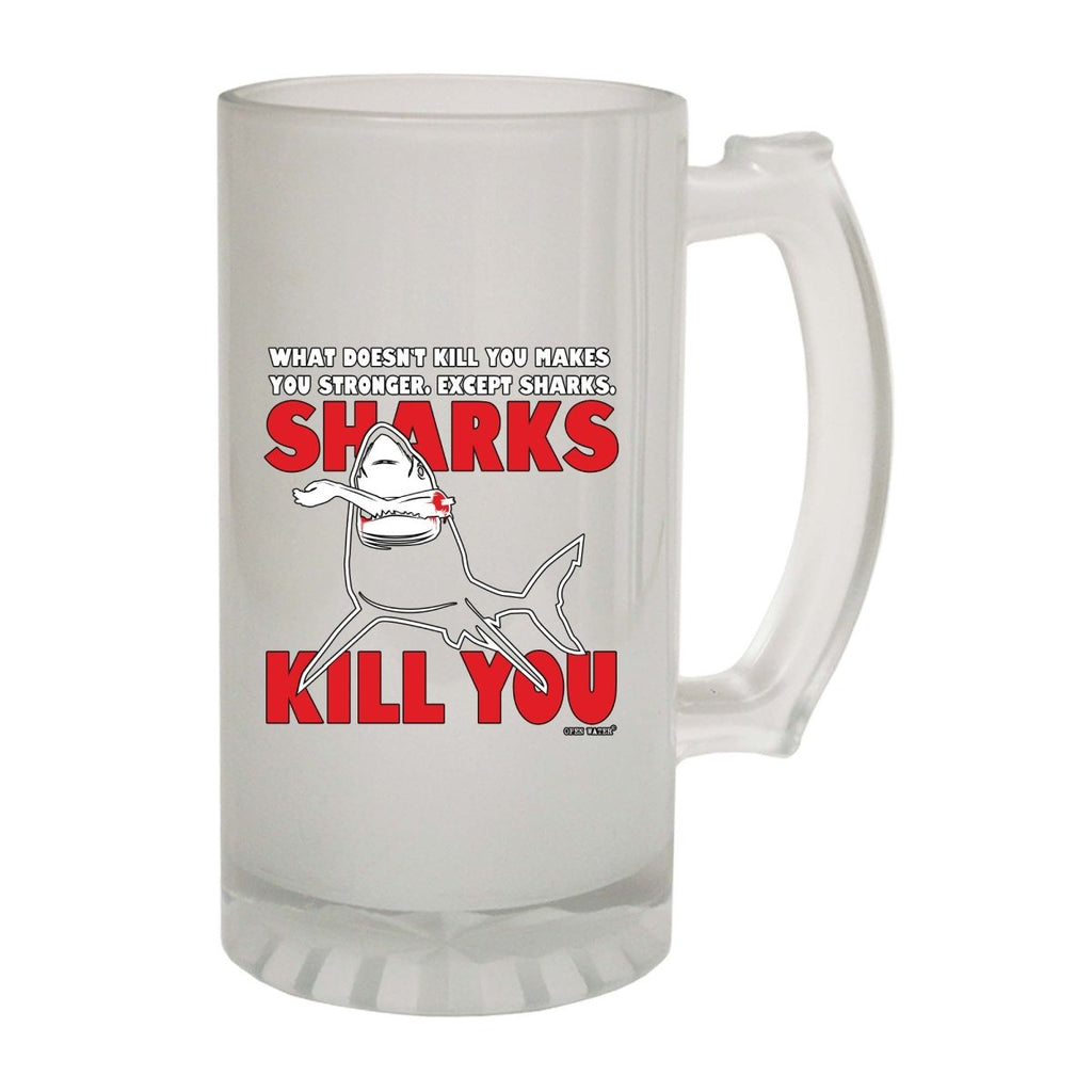 Alcohol Animal Ow Sharks Kill You - Funny Novelty Beer Stein - 123t Australia | Funny T-Shirts Mugs Novelty Gifts