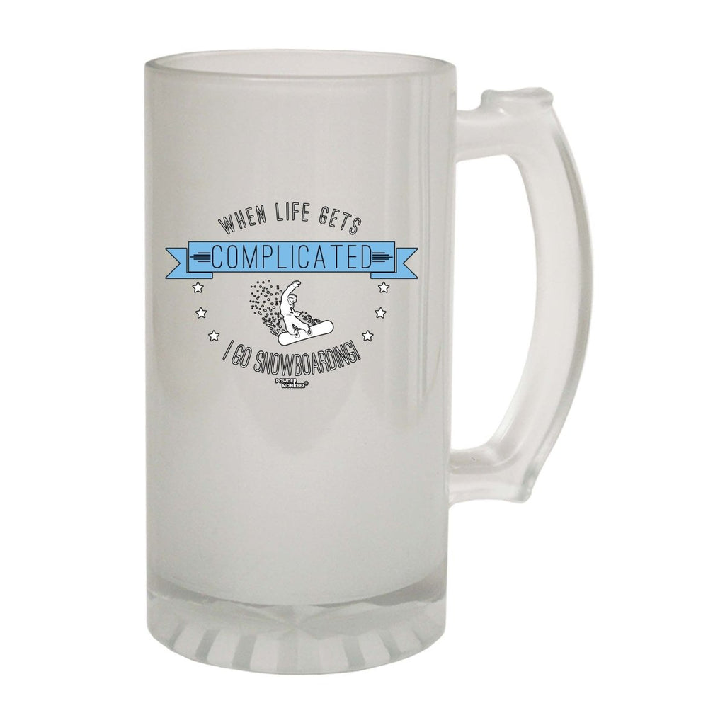 Alcohol Animal Powder Monkeez When Life Gets Complicated Snowboarding - Funny Novelty Beer Stein - 123t Australia | Funny T-Shirts Mugs Novelty Gifts