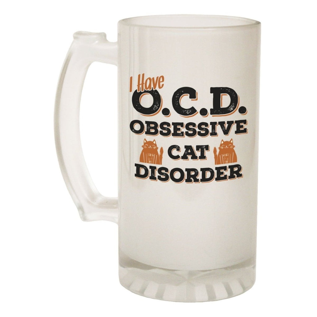 Alcohol Animal Sailing Frosted Glass Beer Stein - Obsessive Cat Disorder - Funny Novelty Birthday - 123t Australia | Funny T-Shirts Mugs Novelty Gifts