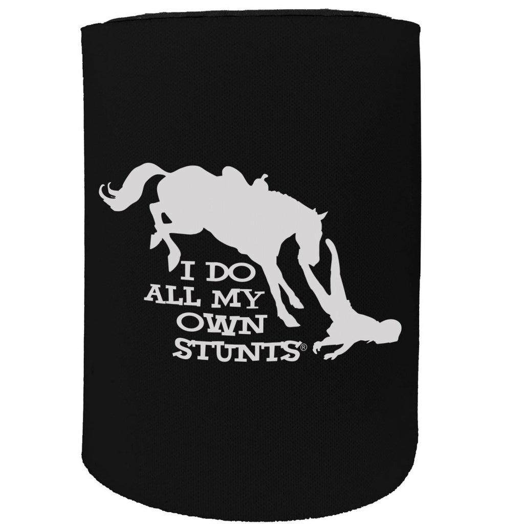 Alcohol Animal Stubby Holder - I Do All My Stunts Horse Man - Funny Novelty Birthday Gift Joke Beer Can Bottle - 123t Australia | Funny T-Shirts Mugs Novelty Gifts