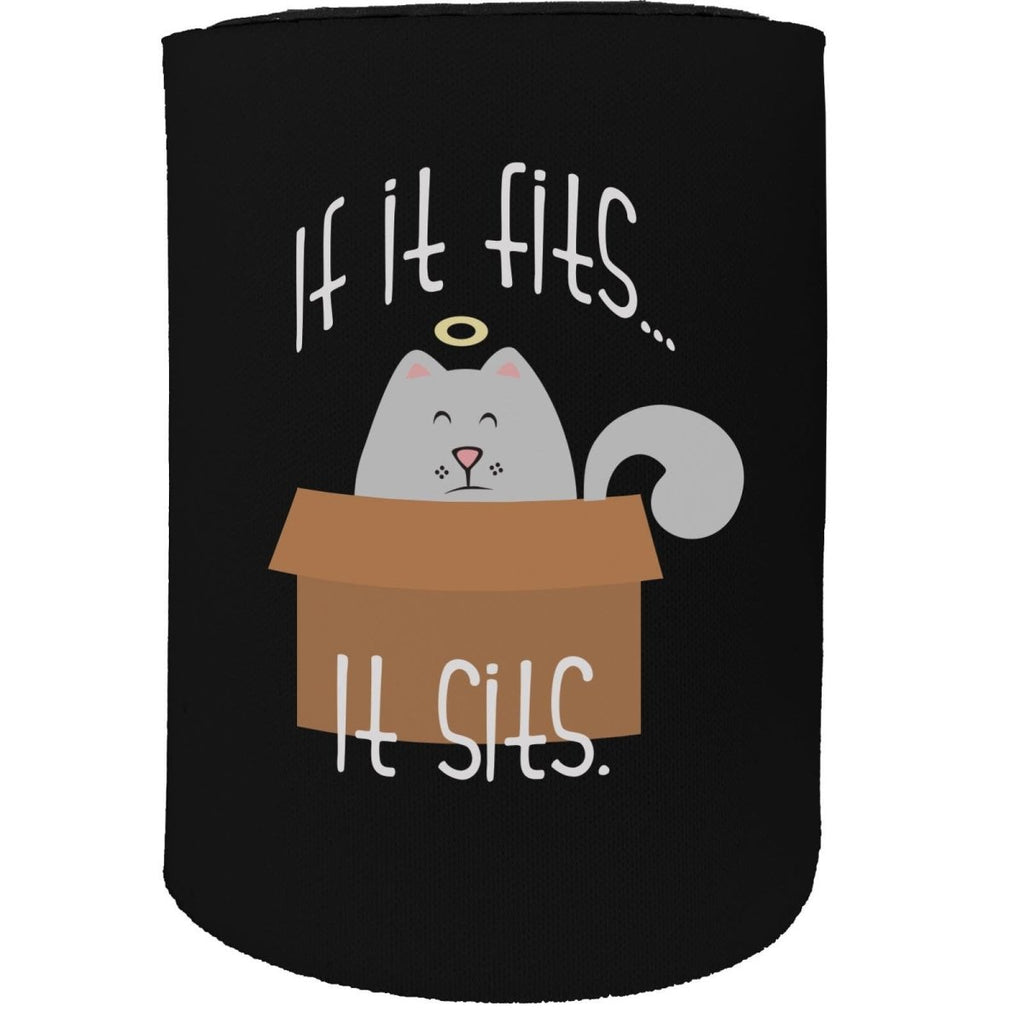 Alcohol Animal Stubby Holder - If It Fits It Sits Cat - Funny Novelty Birthday Gift Joke Beer Can Bottle - 123t Australia | Funny T-Shirts Mugs Novelty Gifts