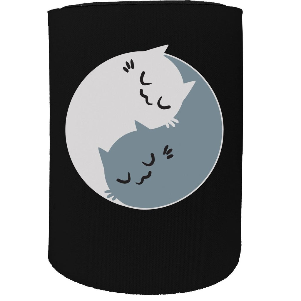 Alcohol Animal Stubby Holder - Yin Yang Cats Cat Pussy - Funny Novelty Birthday Gift Joke Beer Can Bottle - 123t Australia | Funny T-Shirts Mugs Novelty Gifts