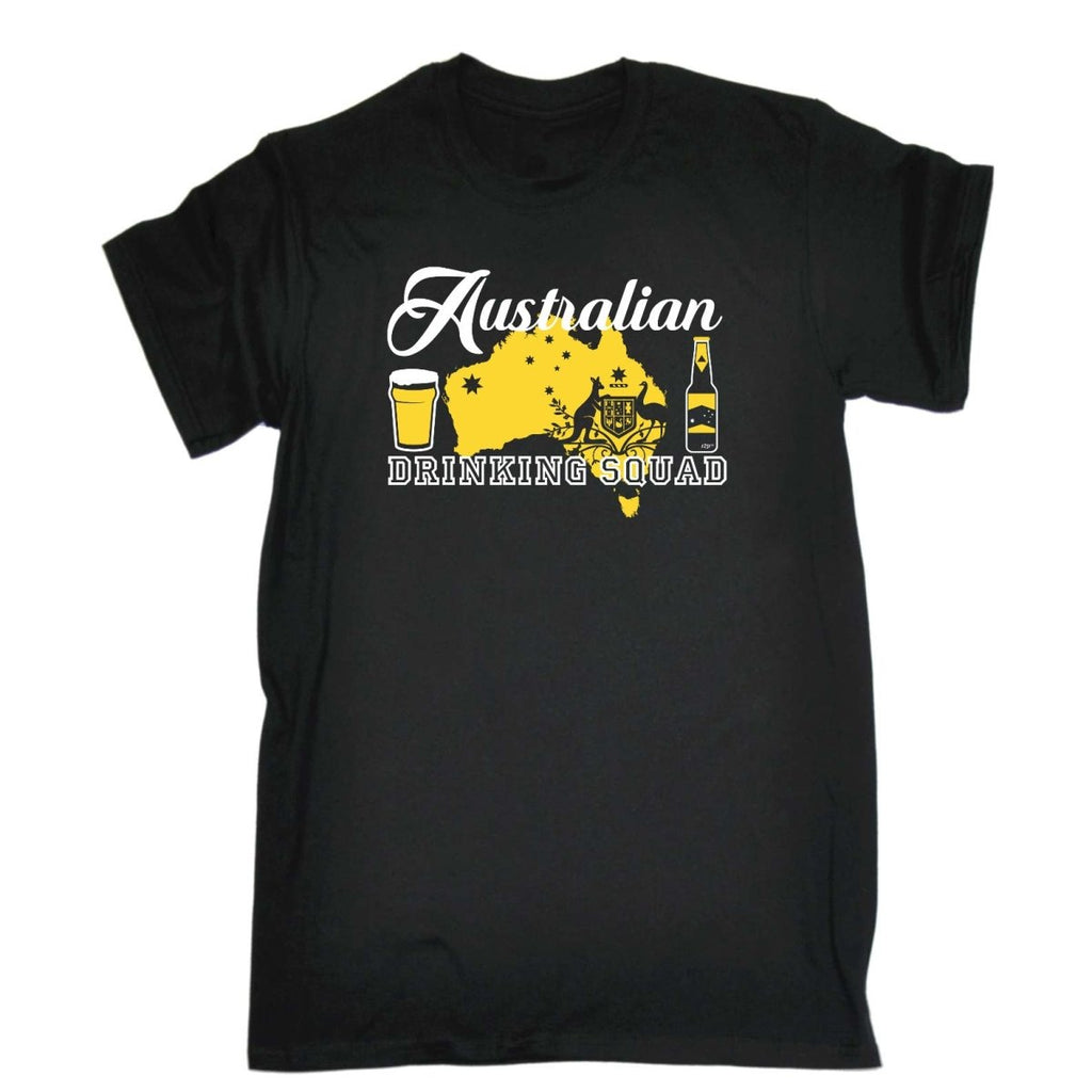 Alcohol Australia Drinking Squad - Mens Funny Novelty T-Shirt Tshirts BLACK T Shirt - 123t Australia | Funny T-Shirts Mugs Novelty Gifts