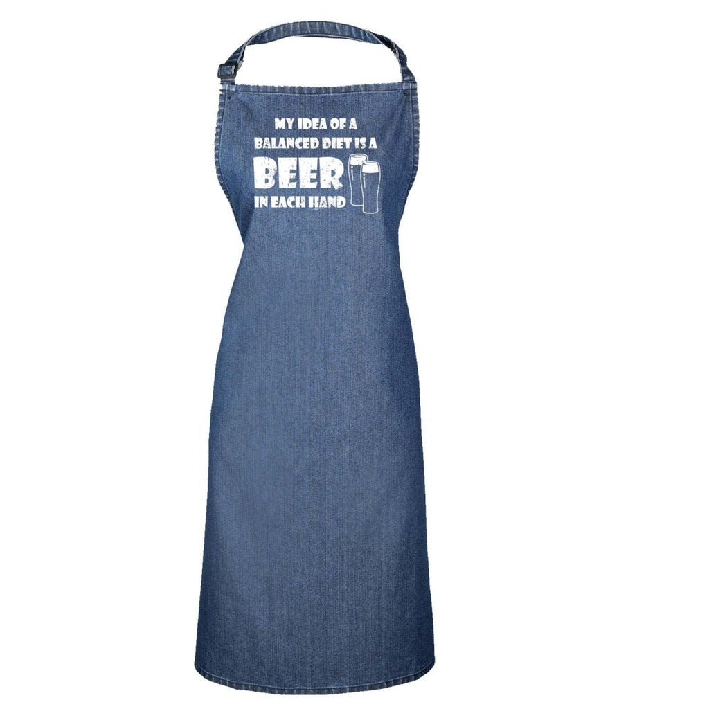 Alcohol Balanced Diet Is A Beer Each Hand - Funny Novelty Kitchen Adult Apron - 123t Australia | Funny T-Shirts Mugs Novelty Gifts