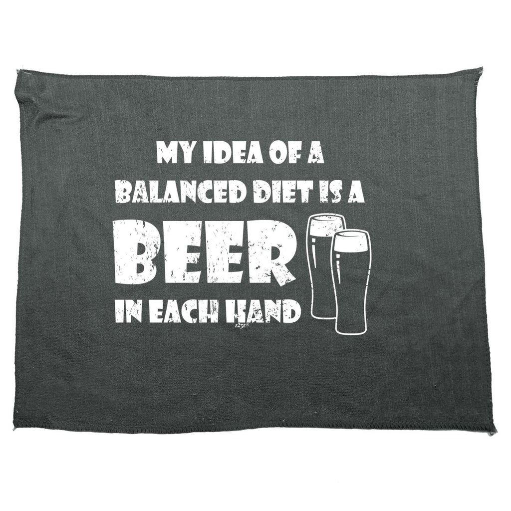 Alcohol Balanced Diet Is A Beer Each Hand - Funny Novelty Soft Sport Microfiber Towel - 123t Australia | Funny T-Shirts Mugs Novelty Gifts