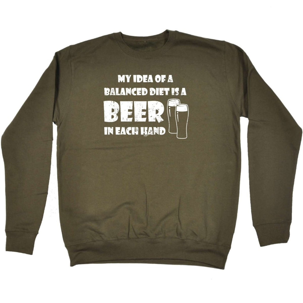 Alcohol Balanced Diet Is A Beer Each Hand - Funny Novelty Sweatshirt - 123t Australia | Funny T-Shirts Mugs Novelty Gifts