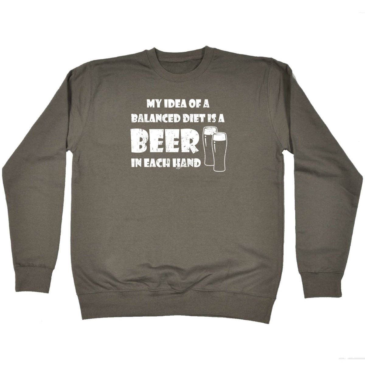Alcohol Balanced Diet Is A Beer Each Hand - Funny Novelty Sweatshirt - 123t Australia | Funny T-Shirts Mugs Novelty Gifts