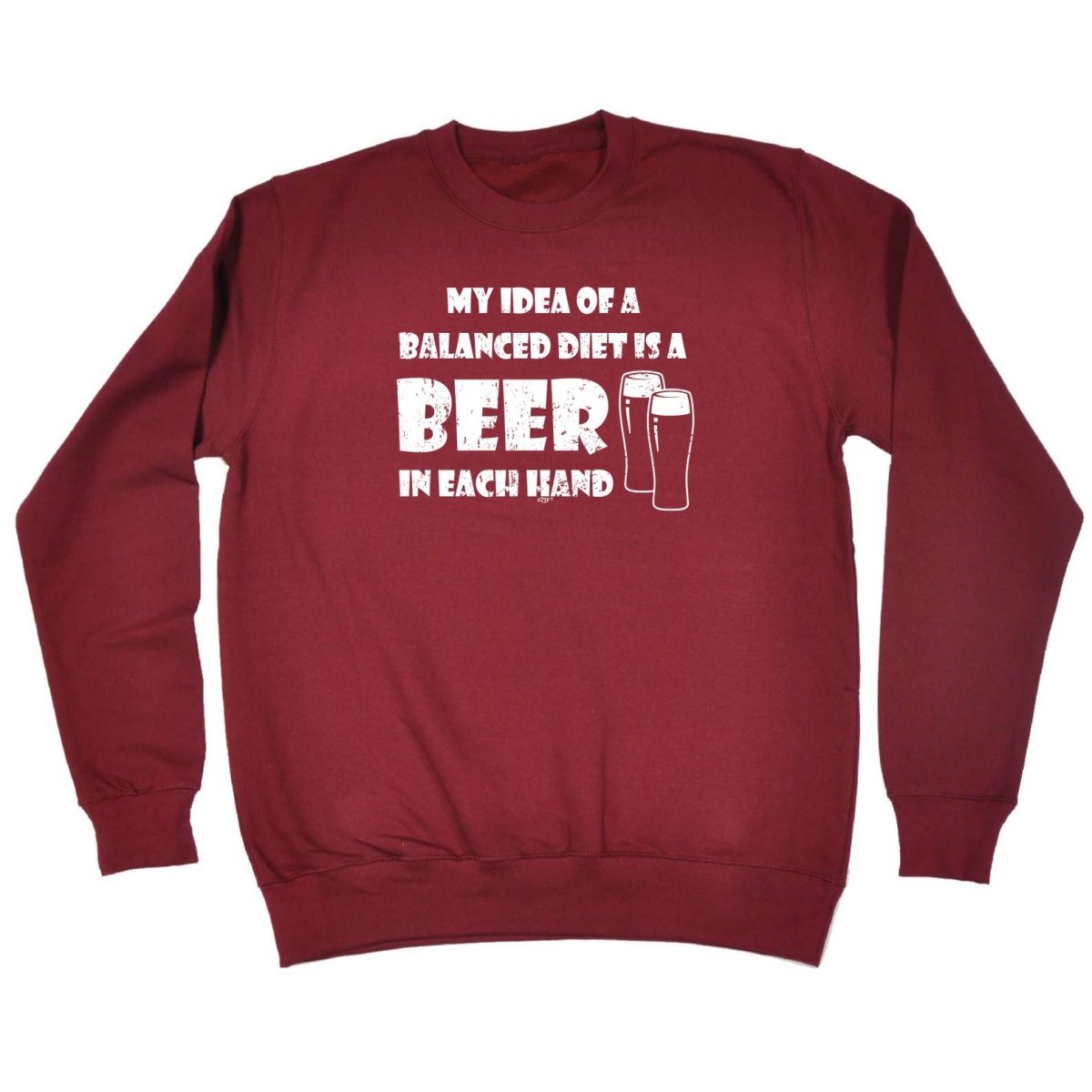 Alcohol Balanced Diet Is A Beer Each Hand - Funny Novelty Sweatshirt - 123t Australia | Funny T-Shirts Mugs Novelty Gifts