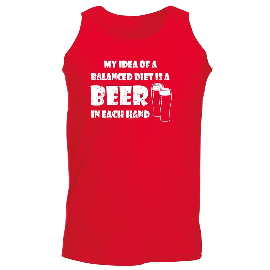 Alcohol Balanced Diet Is A Beer Each Hand - Funny Novelty Vest Singlet Unisex Tank Top - 123t Australia | Funny T-Shirts Mugs Novelty Gifts
