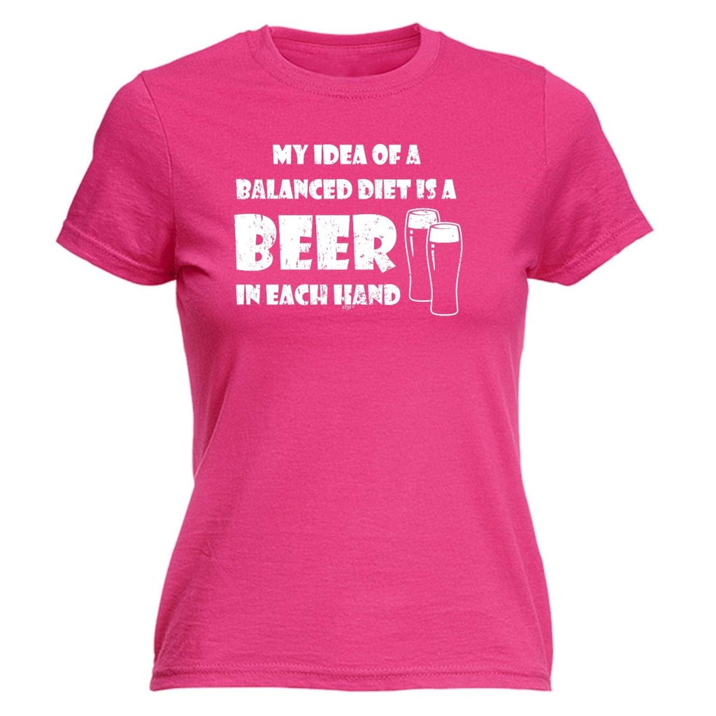 Alcohol Balanced Diet Is A Beer Each Hand - Funny Novelty Womens T-Shirt T Shirt Tshirt - 123t Australia | Funny T-Shirts Mugs Novelty Gifts