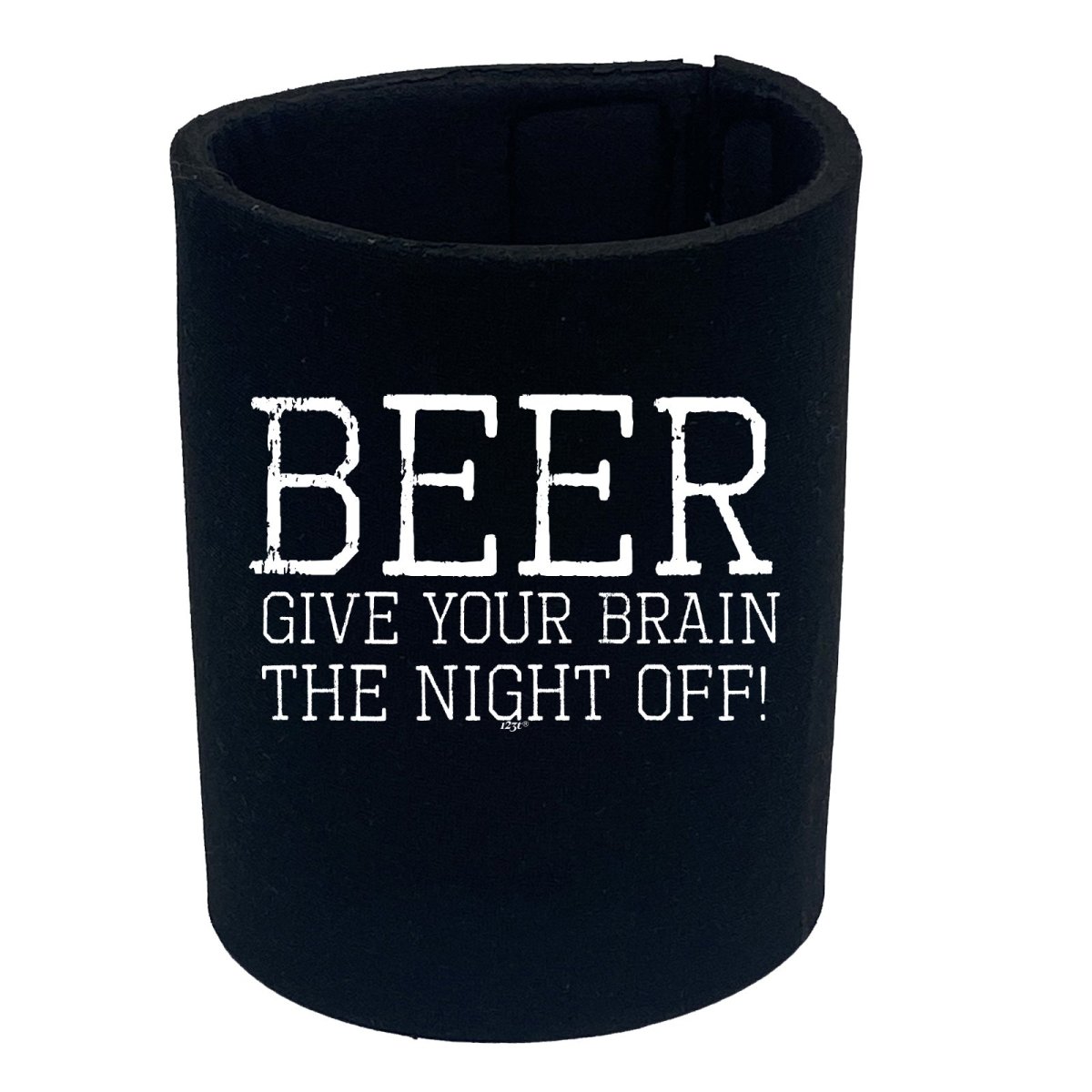 Alcohol Beer Give Your Brain The Night Off - Funny Novelty Stubby Holder - 123t Australia | Funny T-Shirts Mugs Novelty Gifts