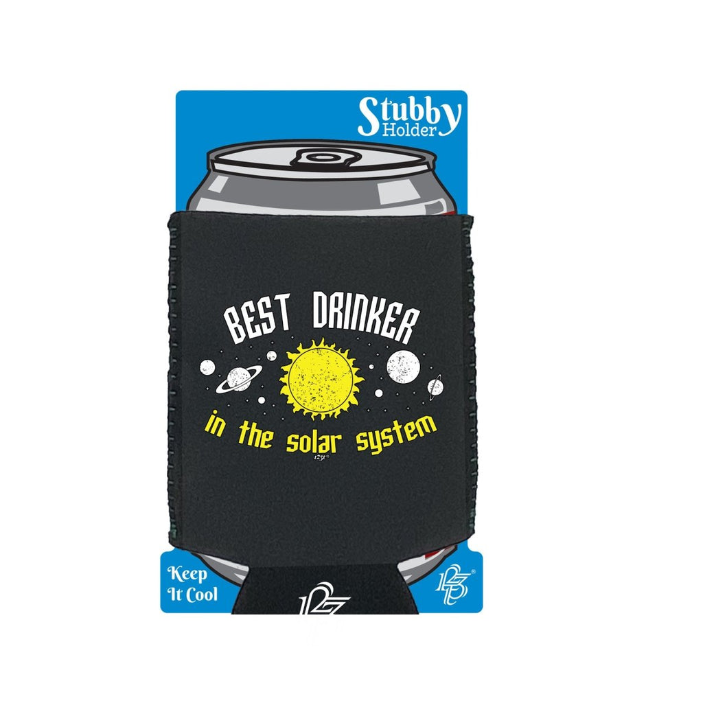 Alcohol Best Drinker Solar System - Funny Novelty Stubby Holder With Base - 123t Australia | Funny T-Shirts Mugs Novelty Gifts