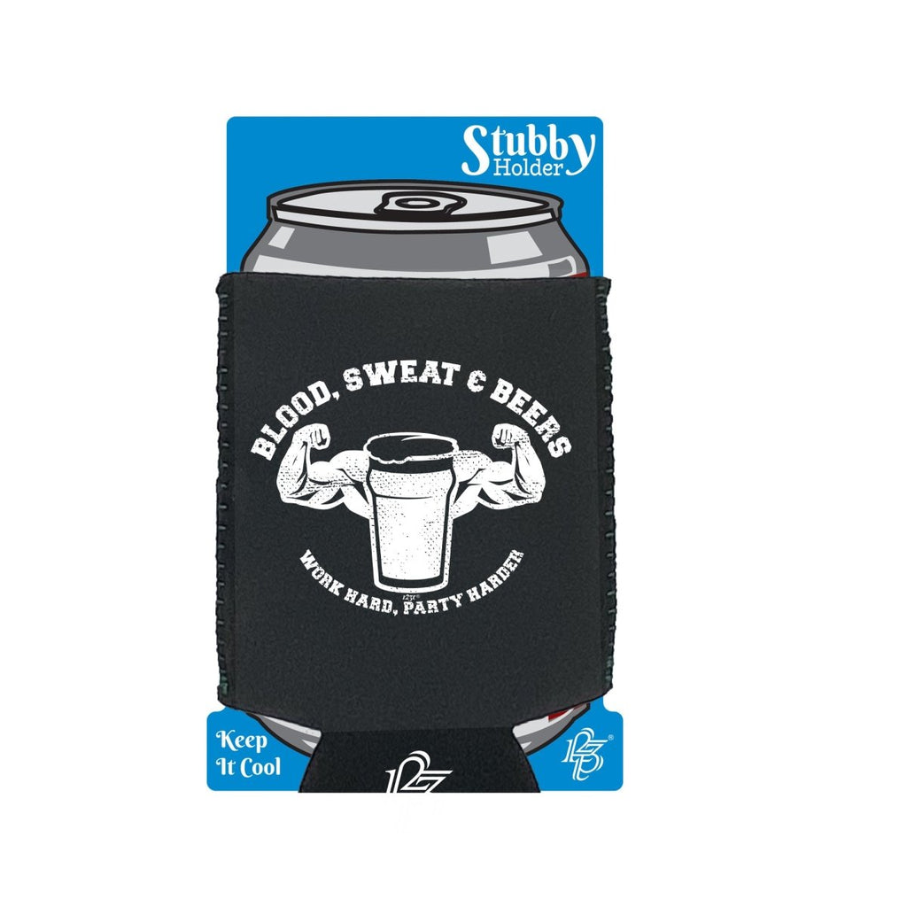 Alcohol Blood Sweat And Beers Gym - Funny Novelty Stubby Holder With Base - 123t Australia | Funny T-Shirts Mugs Novelty Gifts