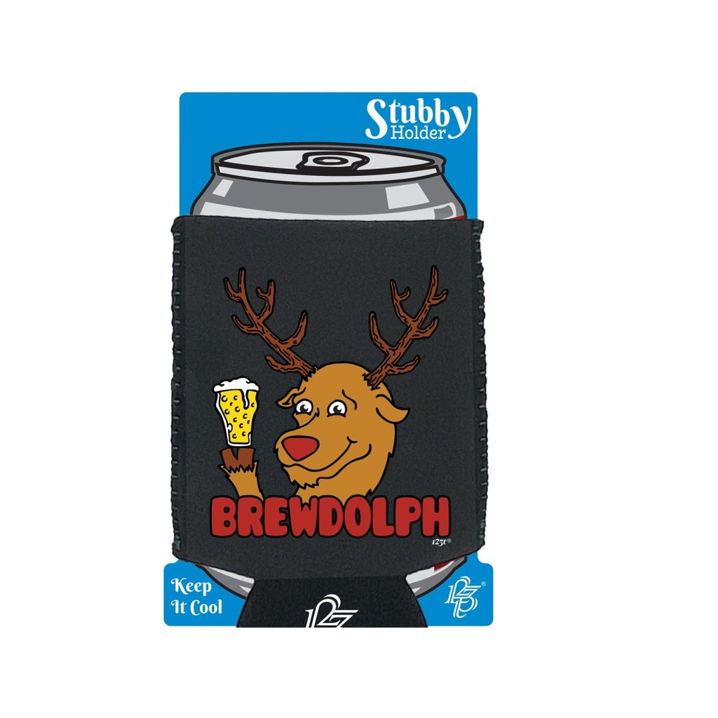 Alcohol Brewdolph Christmas Beer - Funny Novelty Stubby Holder With Base - 123t Australia | Funny T-Shirts Mugs Novelty Gifts
