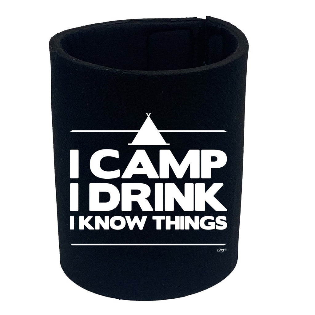 Alcohol Camping Camp Drink Know Things - Funny Novelty Stubby Holder - 123t Australia | Funny T-Shirts Mugs Novelty Gifts