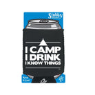 Alcohol Camping Camp Drink Know Things - Funny Novelty Stubby Holder With Base - 123t Australia | Funny T-Shirts Mugs Novelty Gifts