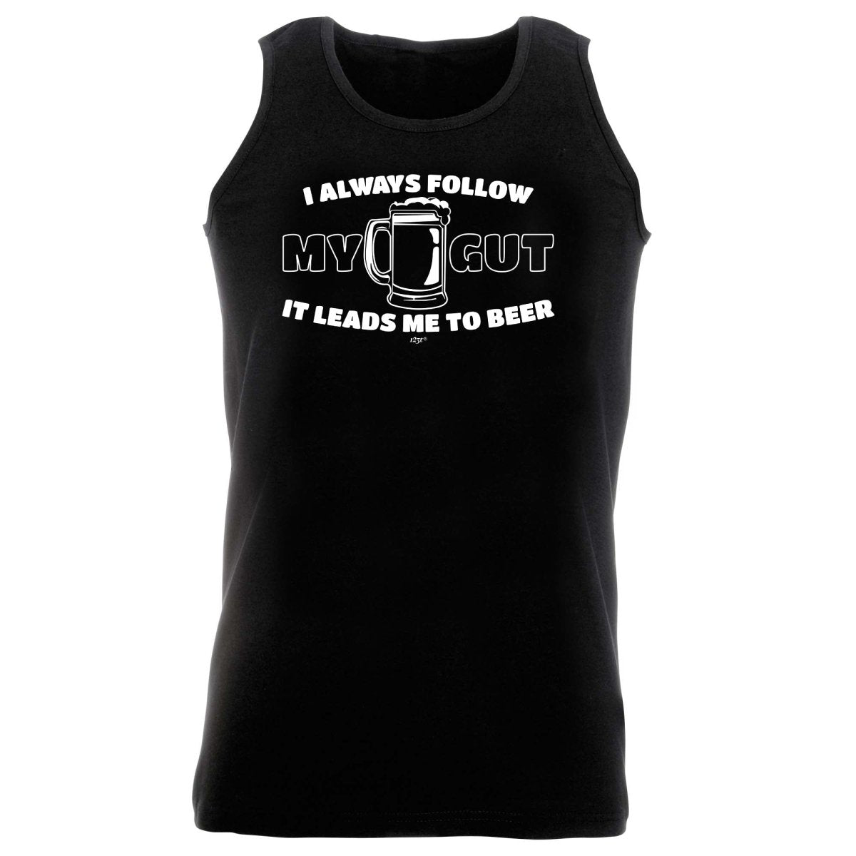 Alcohol Follow My Gut It Leads Me To Beer - Funny Novelty Vest Singlet Unisex Tank Top - 123t Australia | Funny T-Shirts Mugs Novelty Gifts