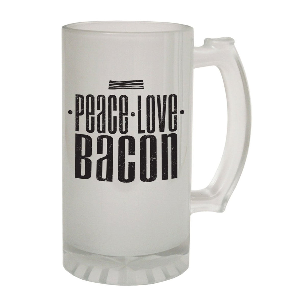 Alcohol Food Food Frosted Glass Beer Stein - Peace Love Bacon BBQ - Funny Novelty Birthday - 123t Australia | Funny T-Shirts Mugs Novelty Gifts