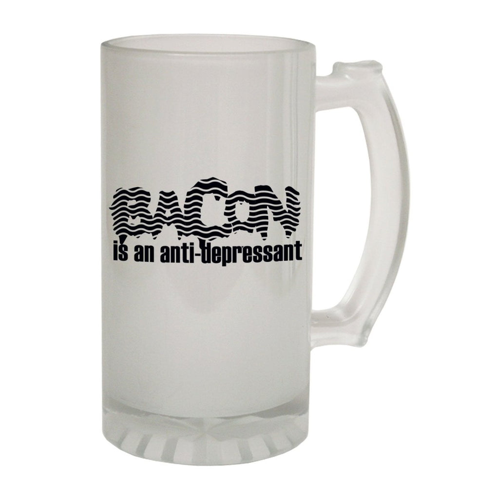 Alcohol Food Frosted Glass Beer Stein - Bacon Anti Depressant Joke - Funny Novelty Birthday - 123t Australia | Funny T-Shirts Mugs Novelty Gifts